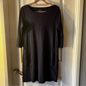 Garnet Hill women’s size 6 blue knee length dress 100% cotton 3/4 sleeves